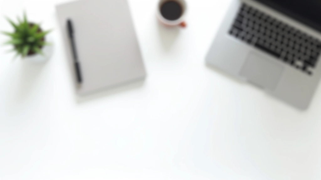 Minimalistischer Arbeitsplatz mit Laptop, Notizbuch und Stift auf hellem Hintergrund