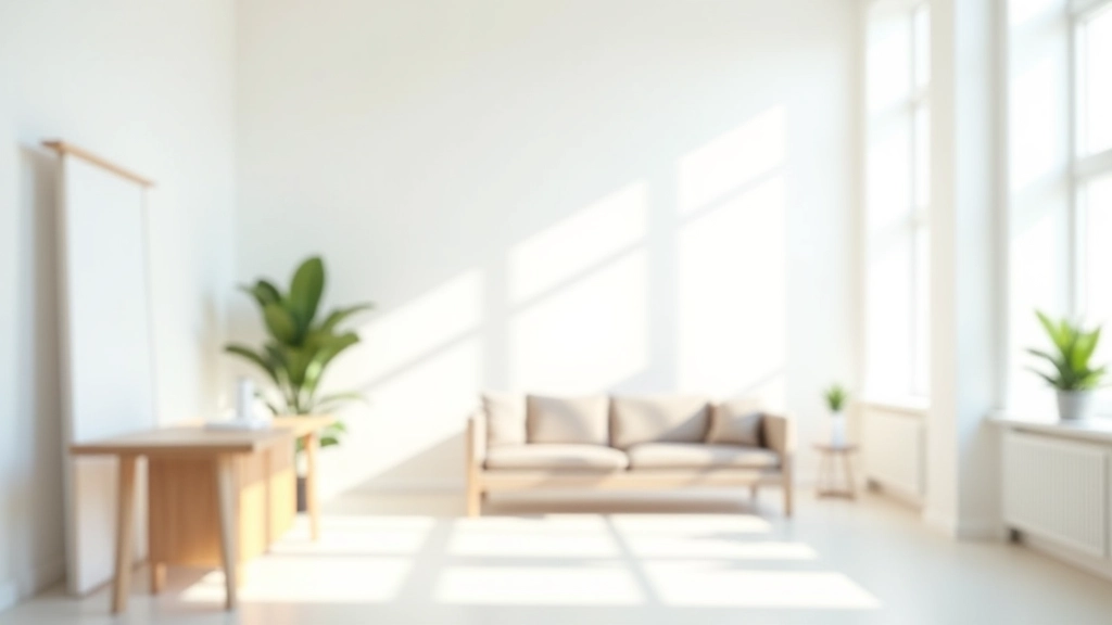 Modernes Designstudio mit minimalistischer Einrichtung, großen Fenstern und viel Licht